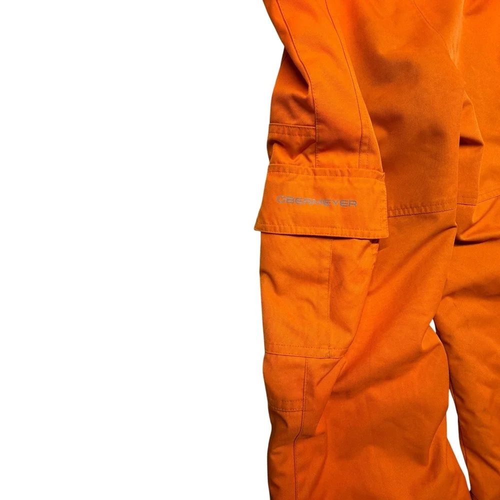 Obermeyer Kids Orange I-Grow Bib Snow Pants Size 7 Adjustable Ski Snowboard Bibs